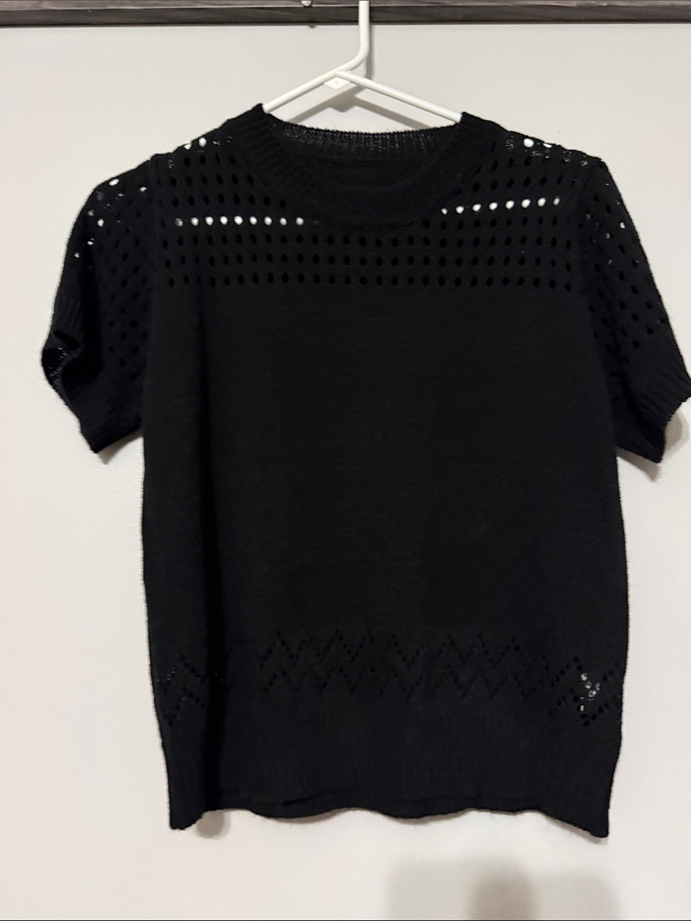 Black Short-Sleeve Knit Top